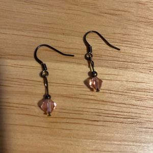 Vintage Pink beaded dangling handmade Earrings
